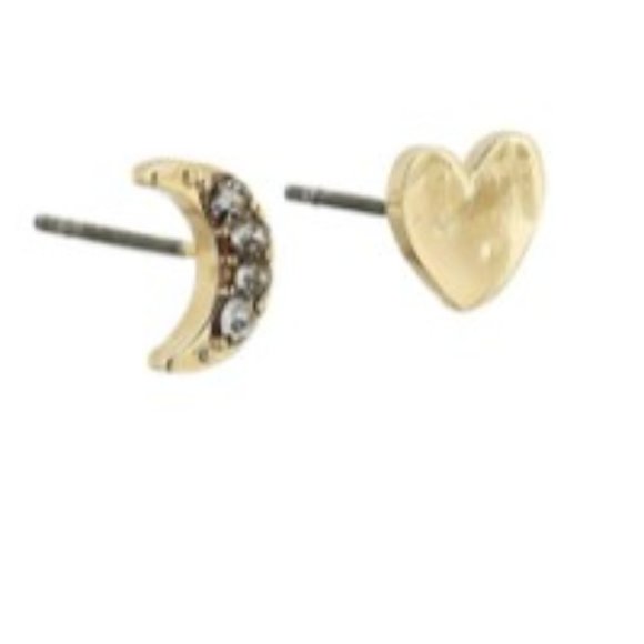 French connection gold charm stud earrings - Picture 3 of 7